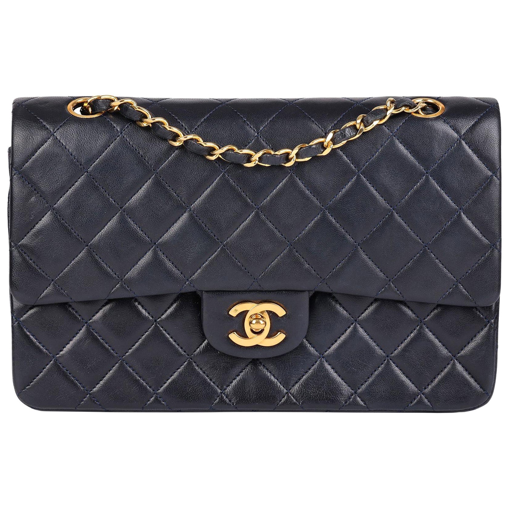 CHANEL Handbag Timeless Lambskin Quilted Horizontal  Vertical Vintage 90s   Chelsea Vintage Couture