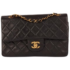 CHANEL Black Quilted Lambskin Vintage Small Classic Double Flap Bag at  1stDibs