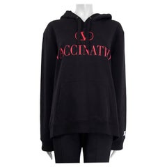 VALENTINO black cotton VACCINATED HOODIE Sweatshirt Sweater L