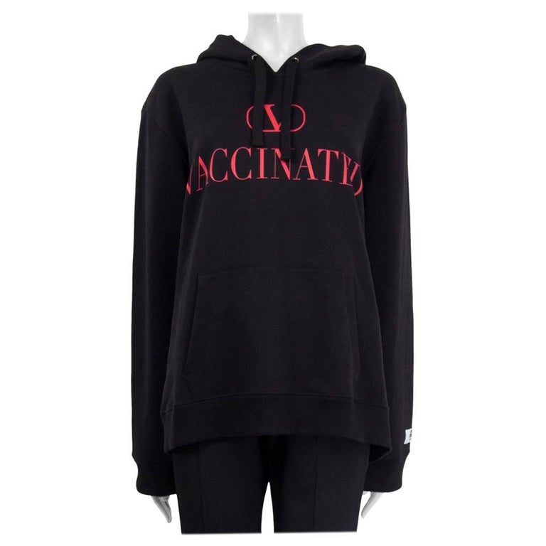 VALENTINO black cotton VACCINATED HOODIE Sweatshirt Sweater L For Sale at  1stDibs | valentino hoodie, valentino love sweater, black and red  balenciaga hoodie