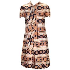 Early 1970s Oscar de la Renta Silk Mod Print Dress and Jacket 4