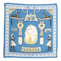 1976 Hermes Blue Tutankhamun by Vladimir Rybaltchenko Silk Scarf