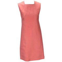 1960s Donald Brooks Salmon Linen Sleeveless Shift Dress 