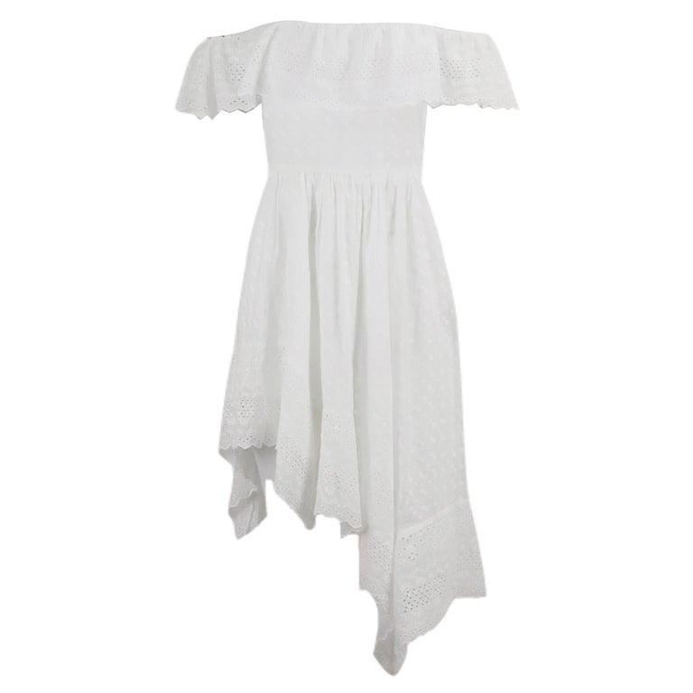 Isabel Marant Étoile Asymmetric Broderie Anglaise Cotton Dress Fr 38 Uk 10  For Sale at 1stDibs
