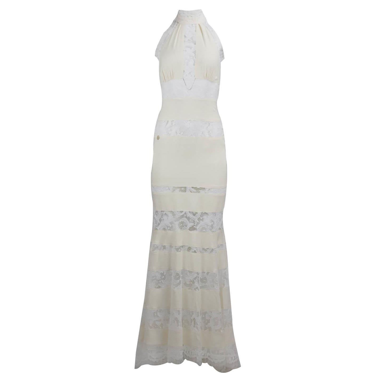 Philipp Plein Tiered Lace And Crepe Maxi Dress Xsmall