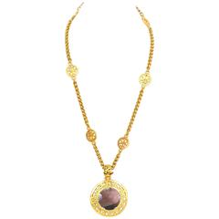 Chanel Gold-tone Mirror Necklace with Hook and Eye Closure 8