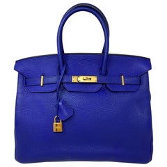 Hermes Bleu Electrique Birkin 35 Bag 