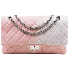 Chanel Pink White Leather Ombre Degradé "2.55 Reissue 227" Jumbo Handbag