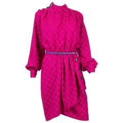 1980s  Saint Laurent Pink Check Dress
