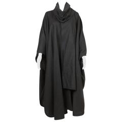 Emblematic Black Saint Laurent Wool Cape 12