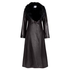 Trench-coat en cuir Verheyen London Edward en chocolat foncé et noir, taille 8