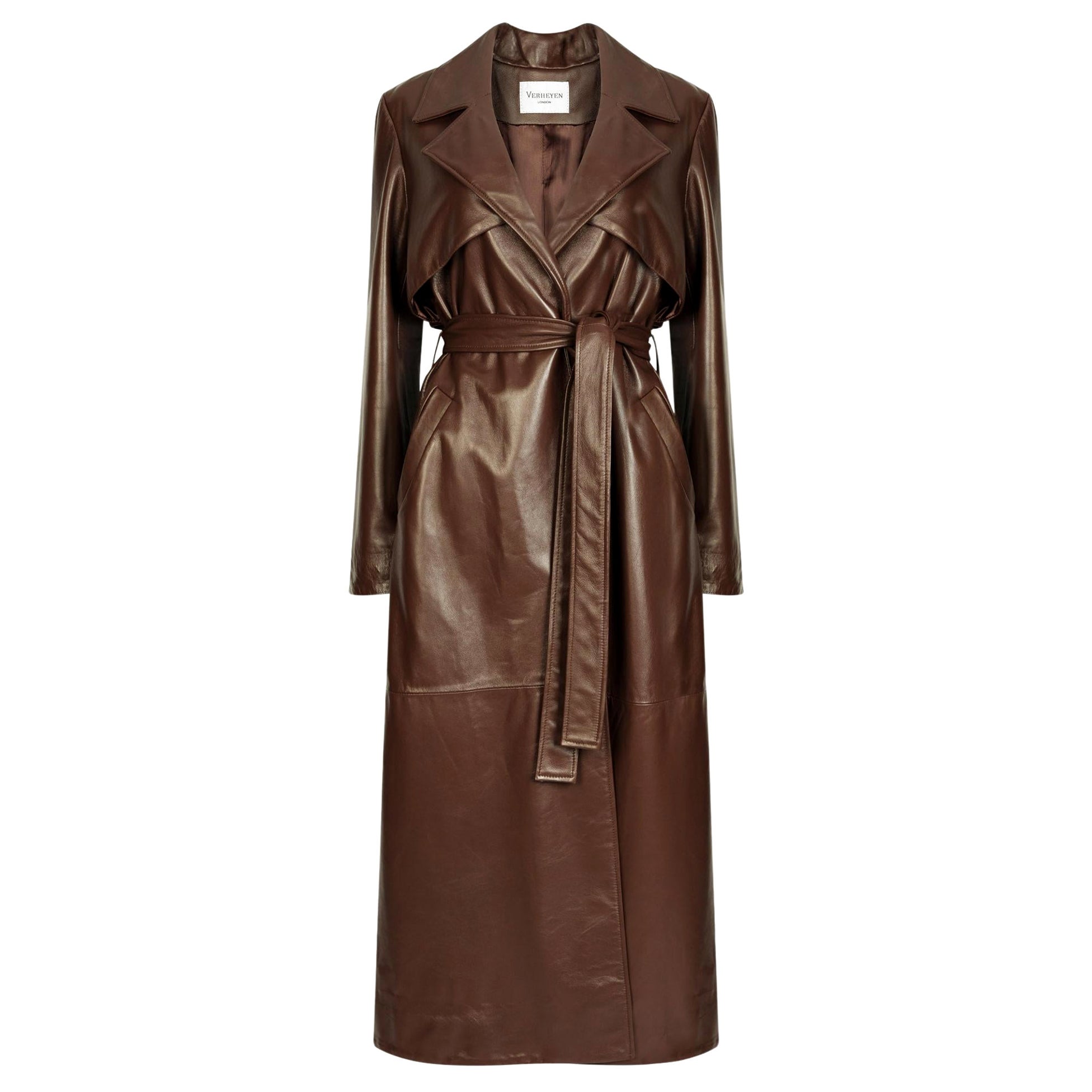 Trench en cuir de Verheyen London en Brown Brown Chocolat - Taille uk 14