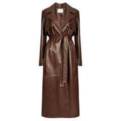 Verheyen London Leather Trench Coat in Chocolate Brown - Size uk 14