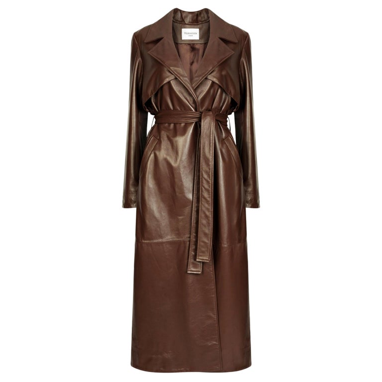Verheyen London Leather Trench Coat in Chocolate Brown - Size uk 14 For ...