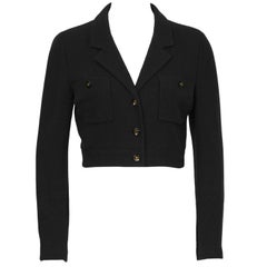 1980’s Chanel Cropped /Bolero Jacket with Black & Gold CC Buttons 