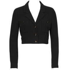 1980’s Chanel Cropped /Bolero Jacket with Black & Gold CC Buttons