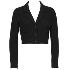 1980’s Chanel Cropped /Bolero Jacket with Black & Gold CC Buttons 2