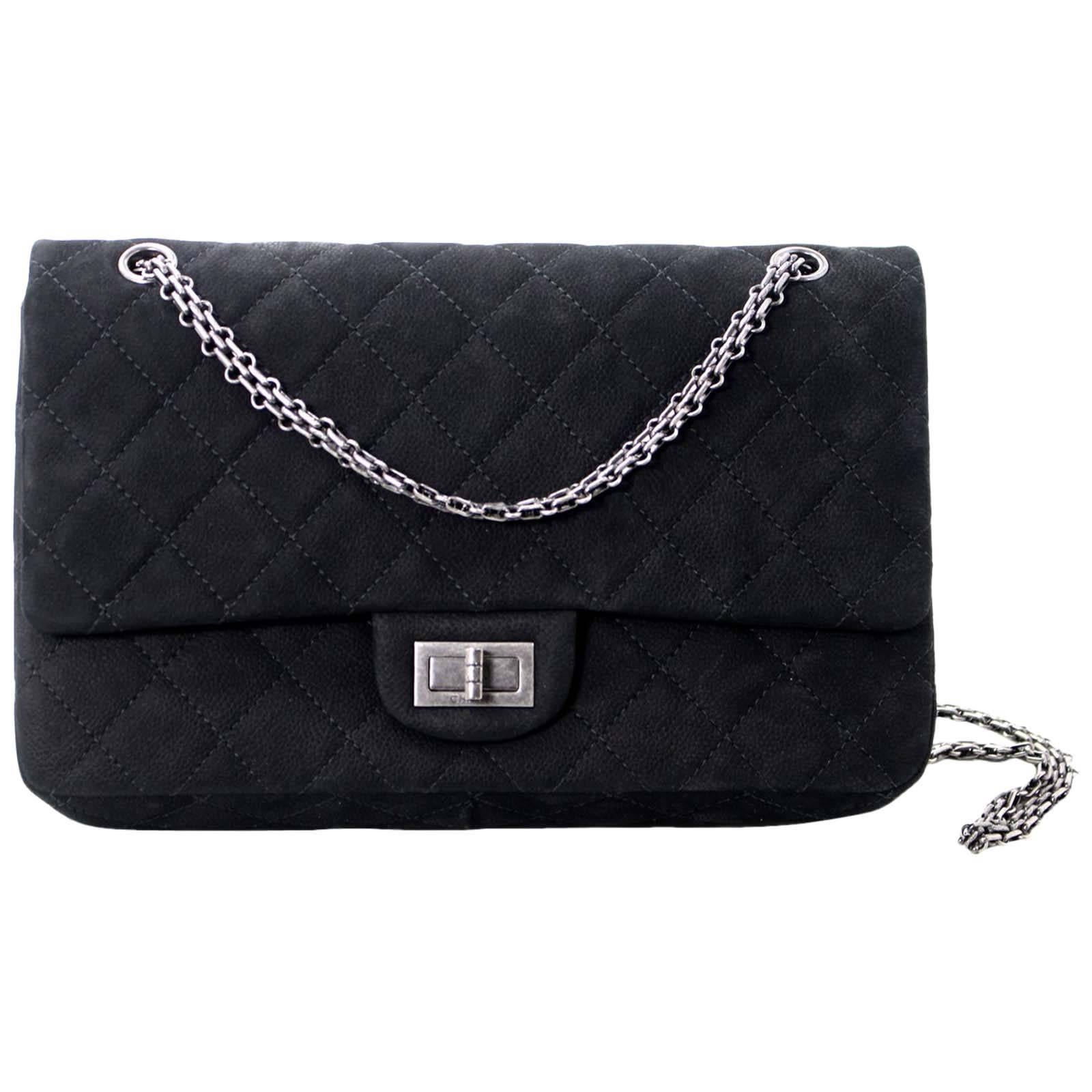 Chanel Black Leather 2.55 Double Flap Bag