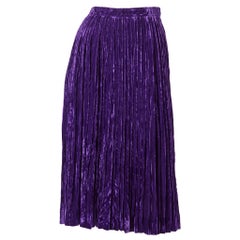 Yves Saint Laurent Rive Gauche Crushed Velvet Pleated Skirt