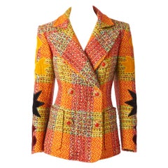 Vintage Christian Lacroix Multi Tone Tweed Blazer with Velvet Appliques