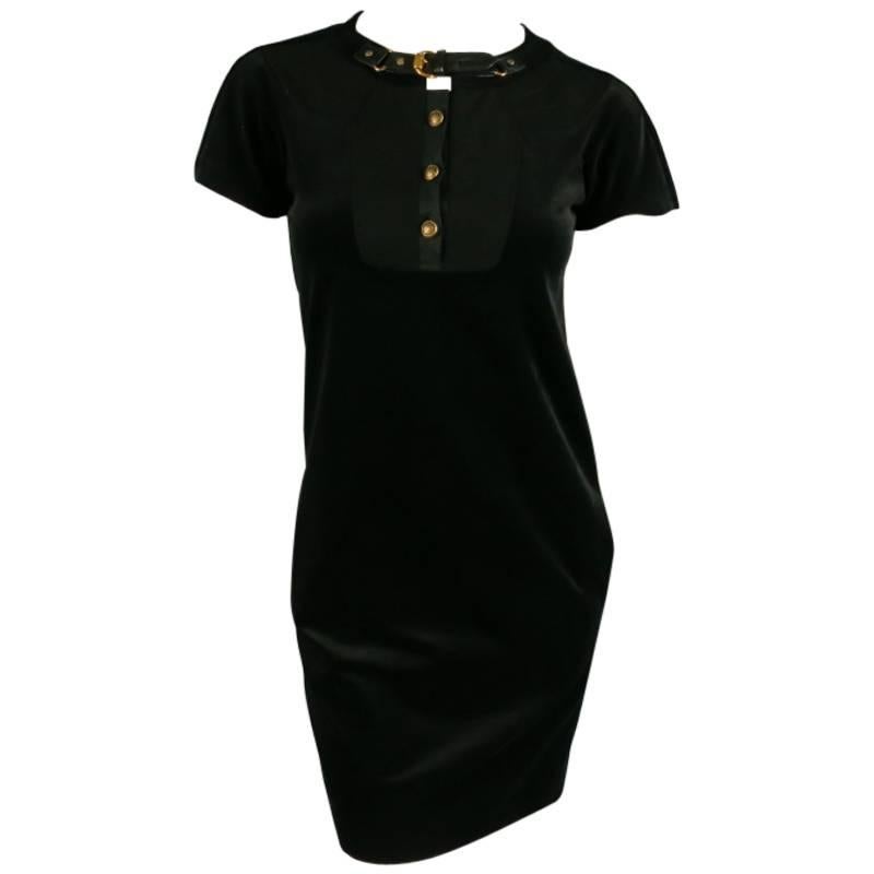 GUCCI Size 2 Black Cotton Blend Short Sleeve A-Line Dress
