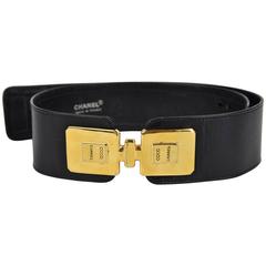 1990's Black Leather Belt with 2 Gold Chanel Perfume Bottles 6