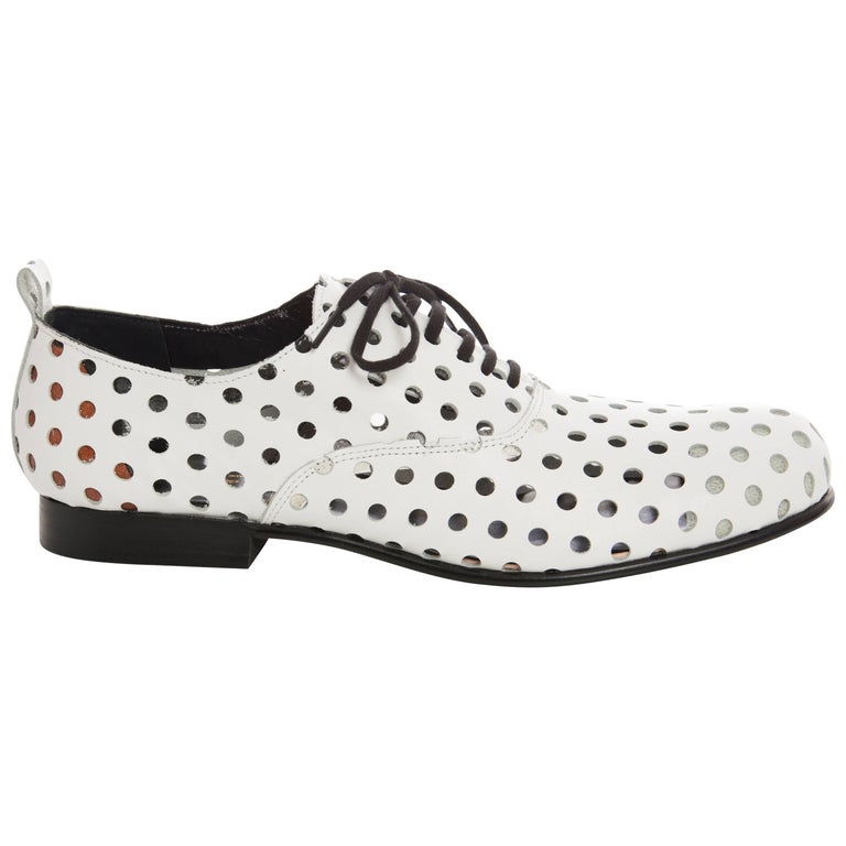 Comme des Garcons Runway White Perforated Leather Oxfords, Spring 2015 ...