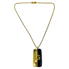 Vintage Givenchy Gold Plated Modernist Pendant Necklace 1970s