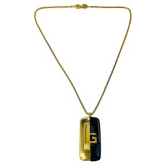 Collar Colgante Modernista Vintage Givenchy Chapado en Oro Años 70