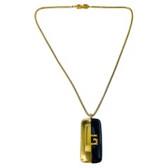 Retro Givenchy Gold Plated Modernist Pendant Necklace 1970s