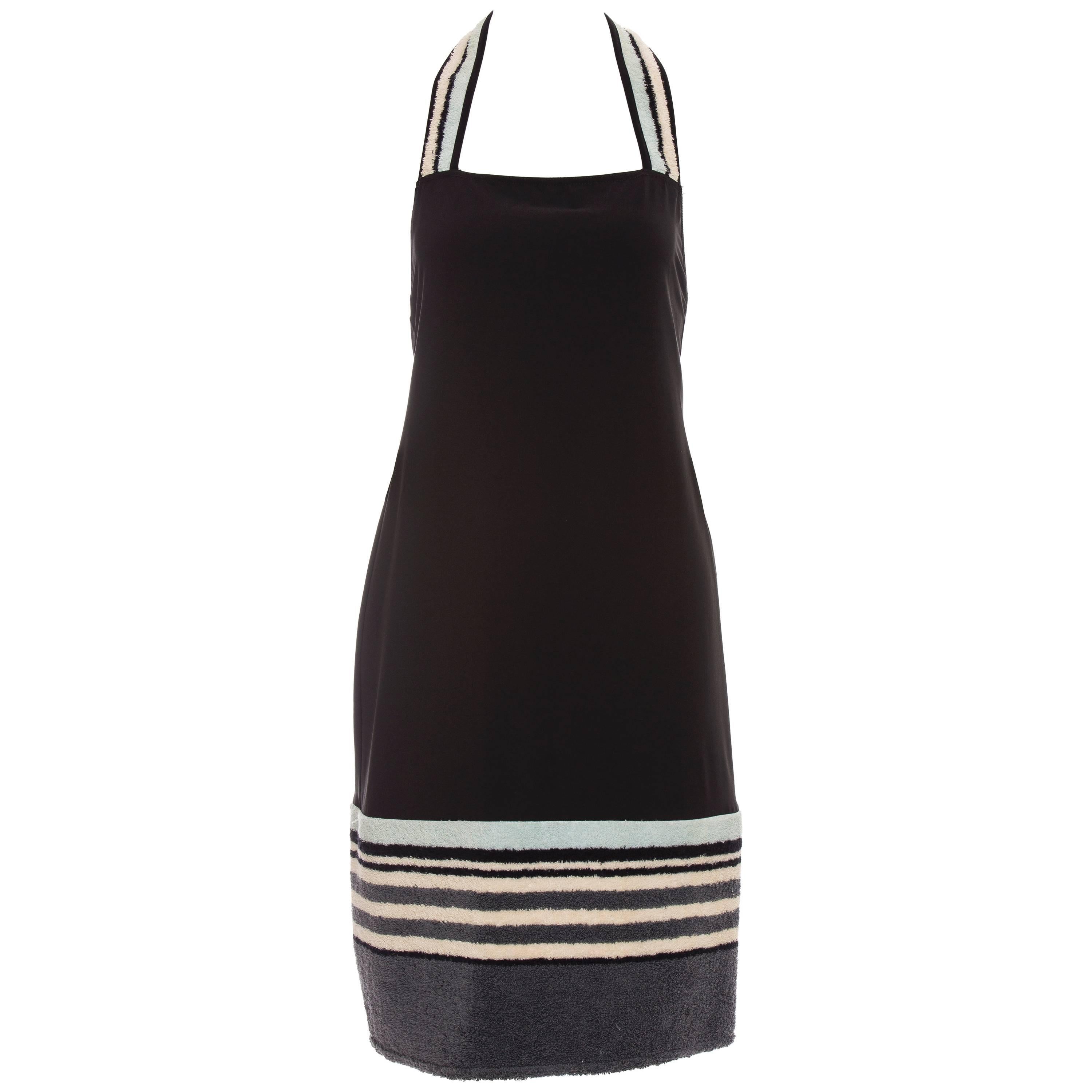 Chanel Black Halter - Dress With Terrycloth Trim, Cruise 2000 For Sale