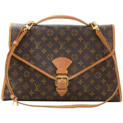 Louis Vuitton Beverly MM Monogram Canvas Briefcase Handbag + Strap