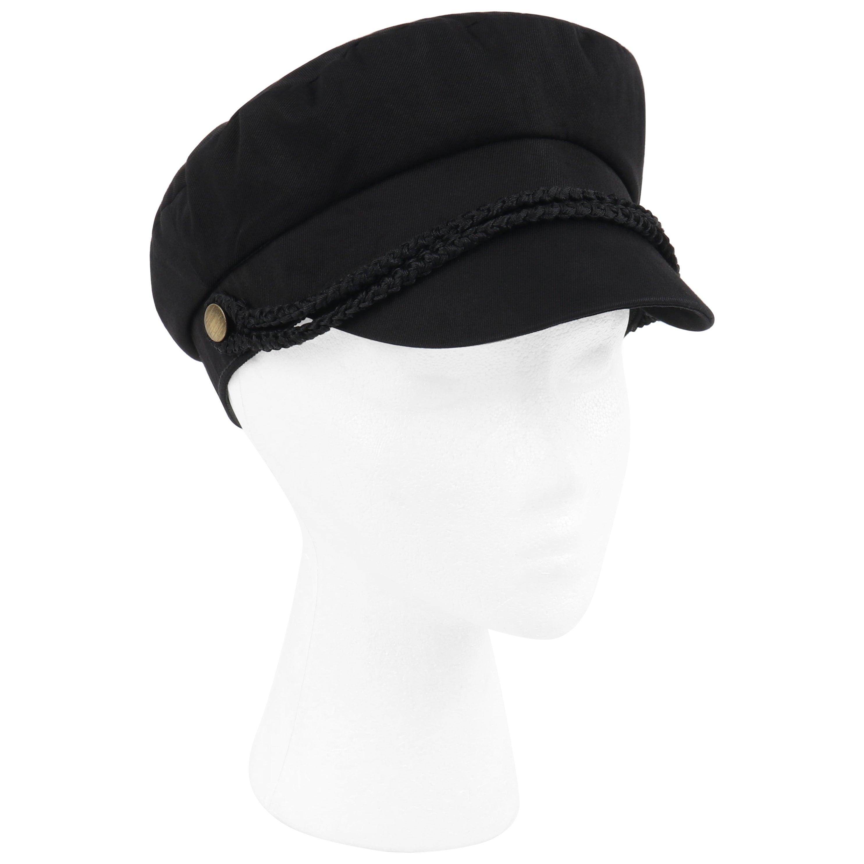 YVES SAINT LAURENT c.2000's Black Gold Breaton Military Hat YSL