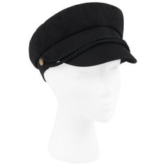 YVES SAINT LAURENT c.2000's Black Gold Breaton Military Hat YSL