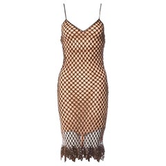 1990s Dolce & Gabbana Crochet Overlay Slip Dress