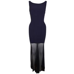 Herve Leger Violet Signature Body Con Bondage Jersey Mesh Maxi Dress 11