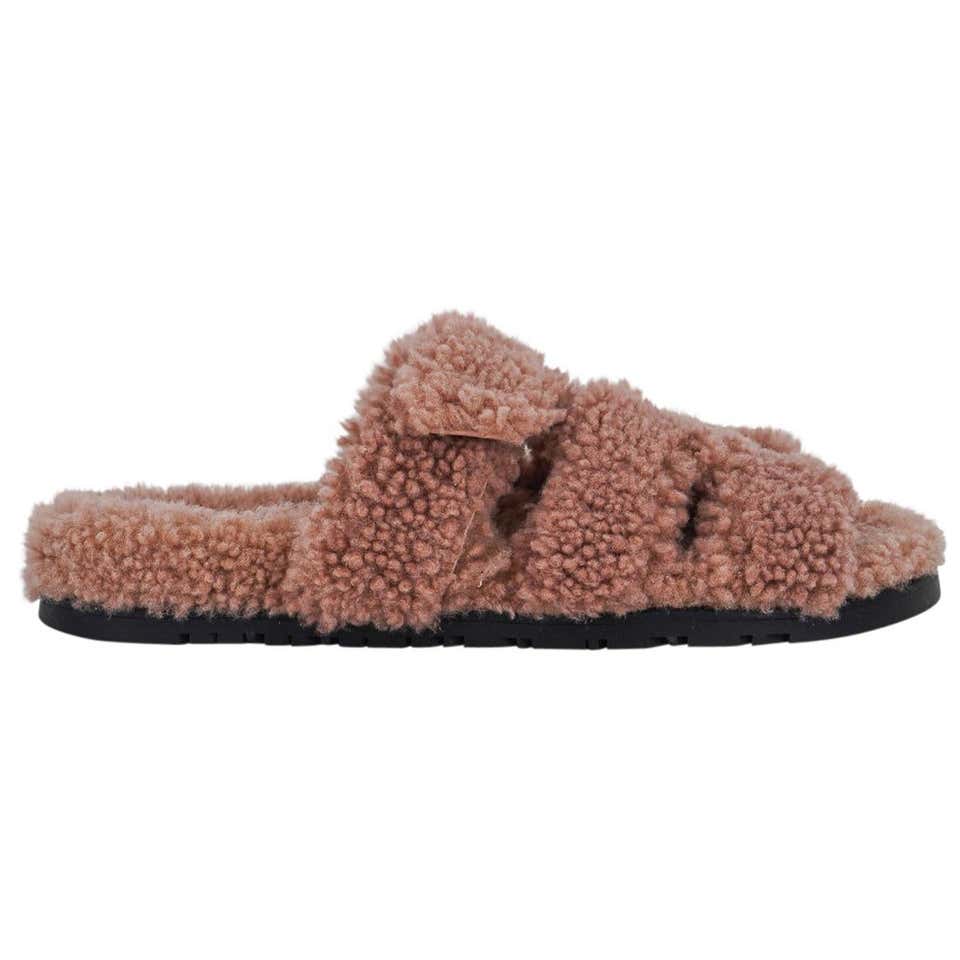 Hermes Shearling Oran Teddy Sandal Brown Limited Edition 39 / 9 For ...