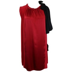 Prada Burgundy Silk and Satin Black Ribbons Sleeveless Dress 