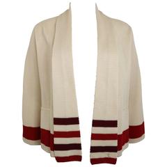 Chanel Beige Silk Three-Quarter Sleeve Cardigan