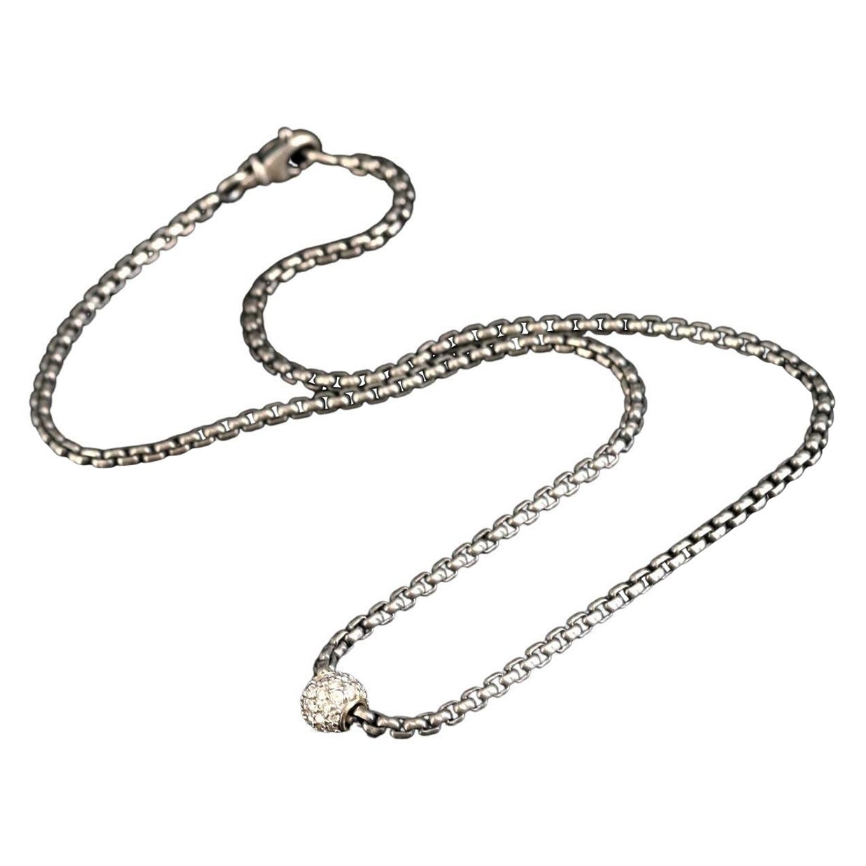 David Yurman 18K & Sterling 0.31 ctw Diamond (H-I / VSI - SI1)  Necklace For Sale