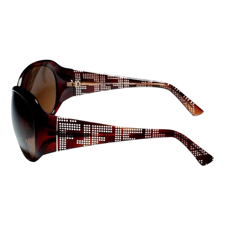New Fendi Brown Wrap Logo Sunglasses With Case