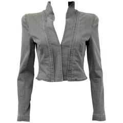 Alexander McQueen Pre 2010 Grey Denim Fitted Riding Jacket With Tails