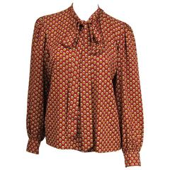 1970s VIntage Silk YVES Saint Laurent Blouse 1976 Collection 4