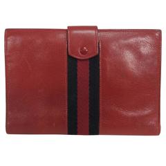 Vintage Gucci red leather passport case wallet 1970s