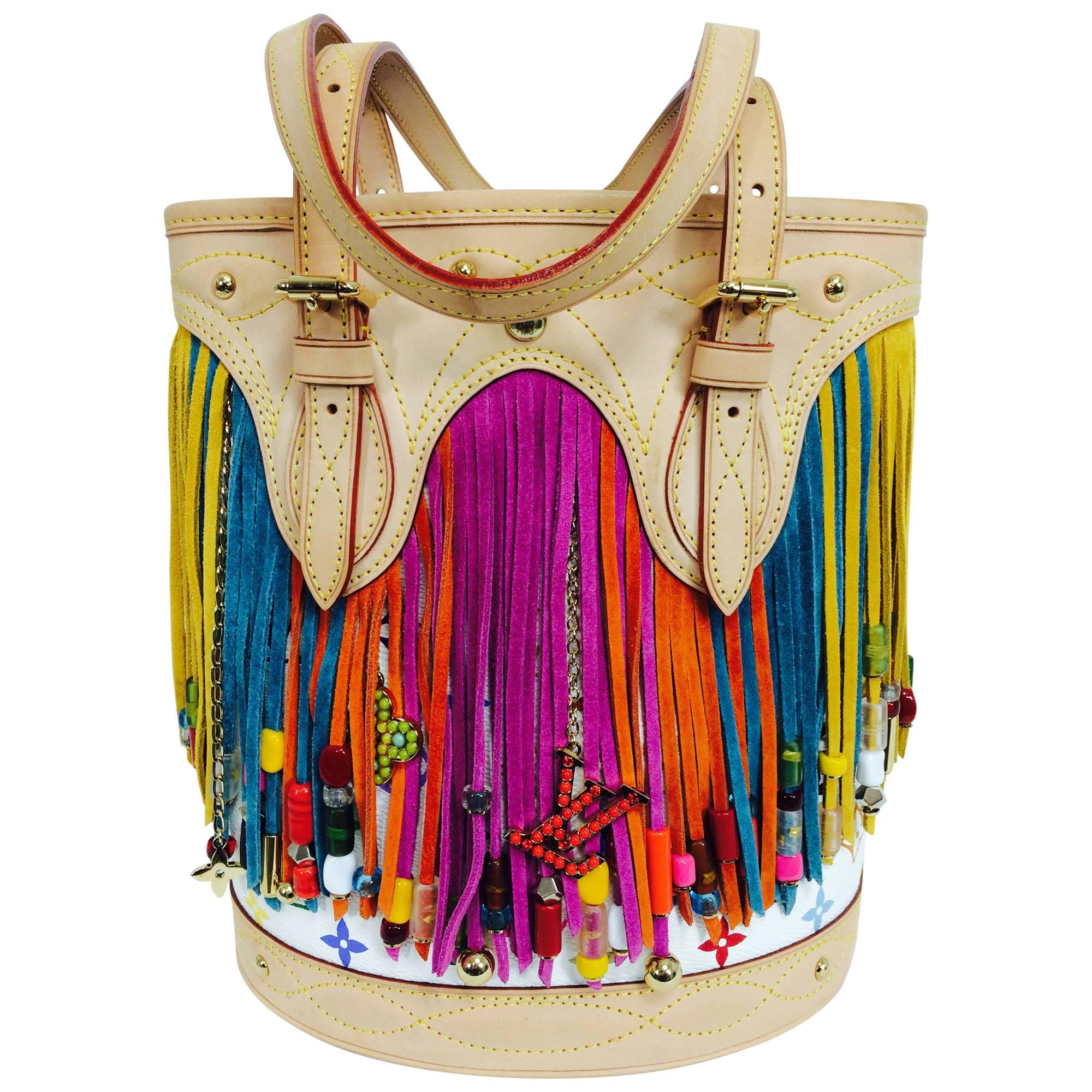 Louis Vuitton Multicolore Fringe Bucket Bag designed by Takashi Murakami 2006