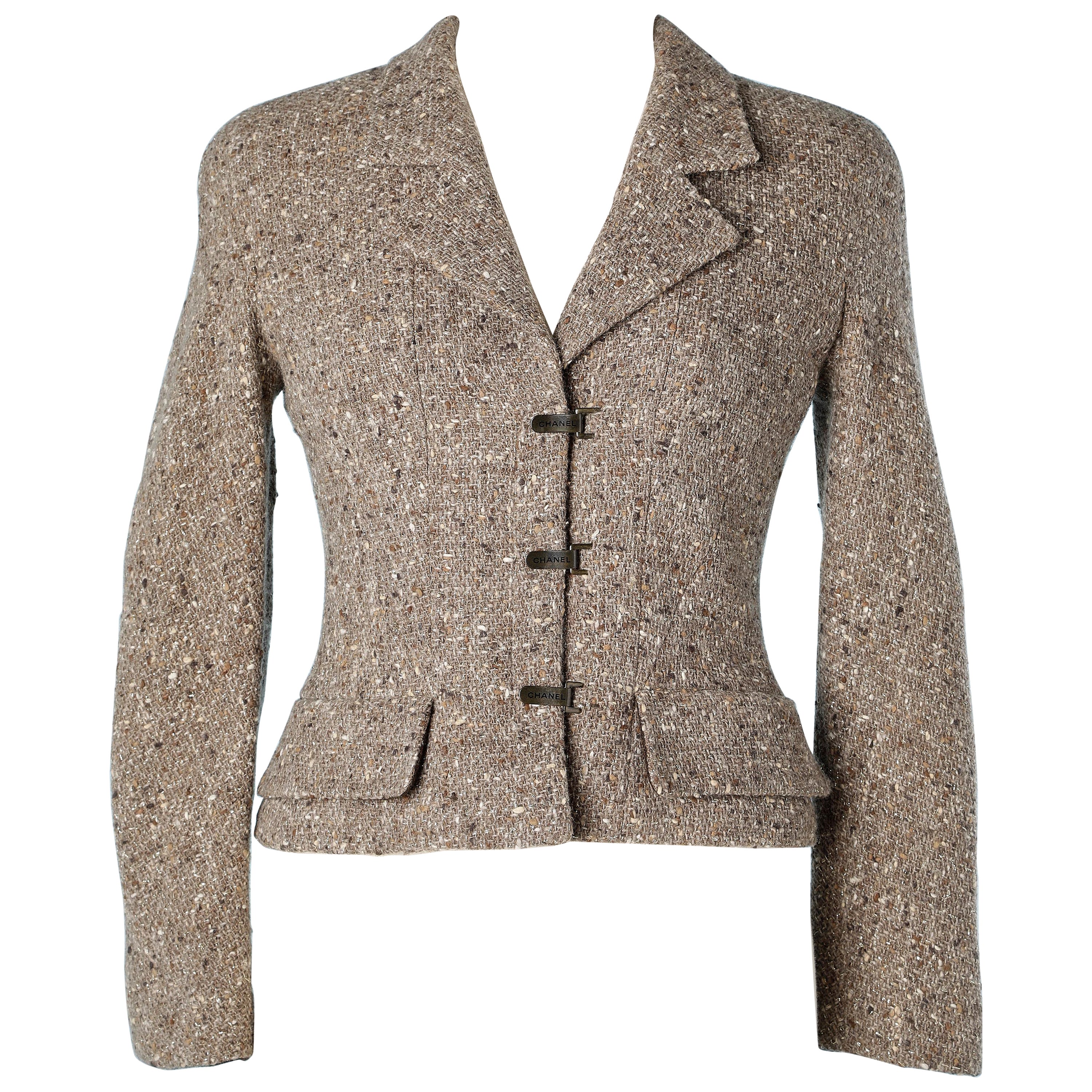 bouclé jacke chanel stil blau