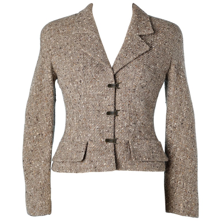 Tweed and gold lurex jacket with raglan sleeves Chanel For Sale at 1stDibs