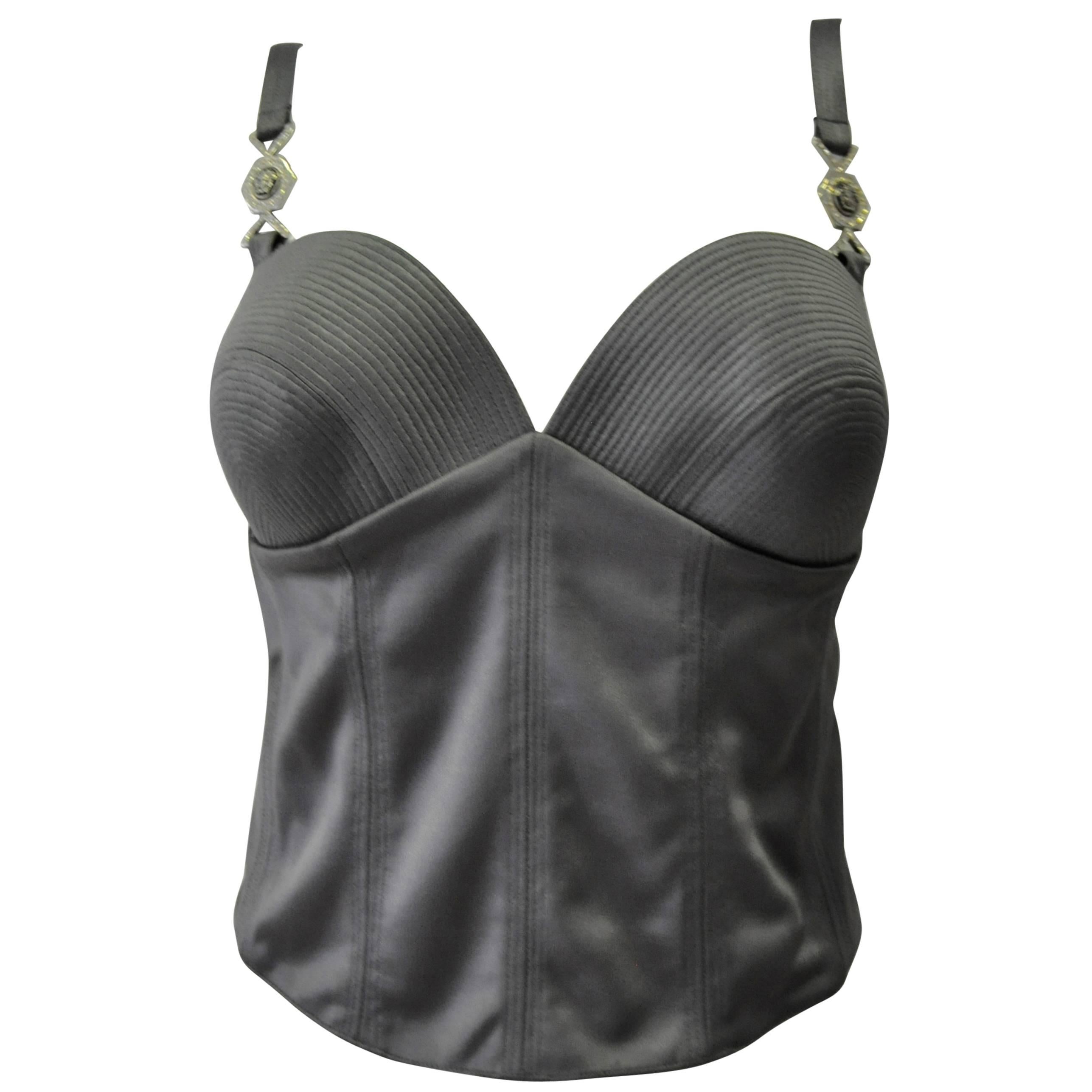 Iconic Gianni Versace Versatile Couture Anthracite Boned Bustier