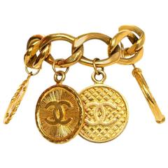  Chanel Vintage '89 Gold CC Charm Bracelet