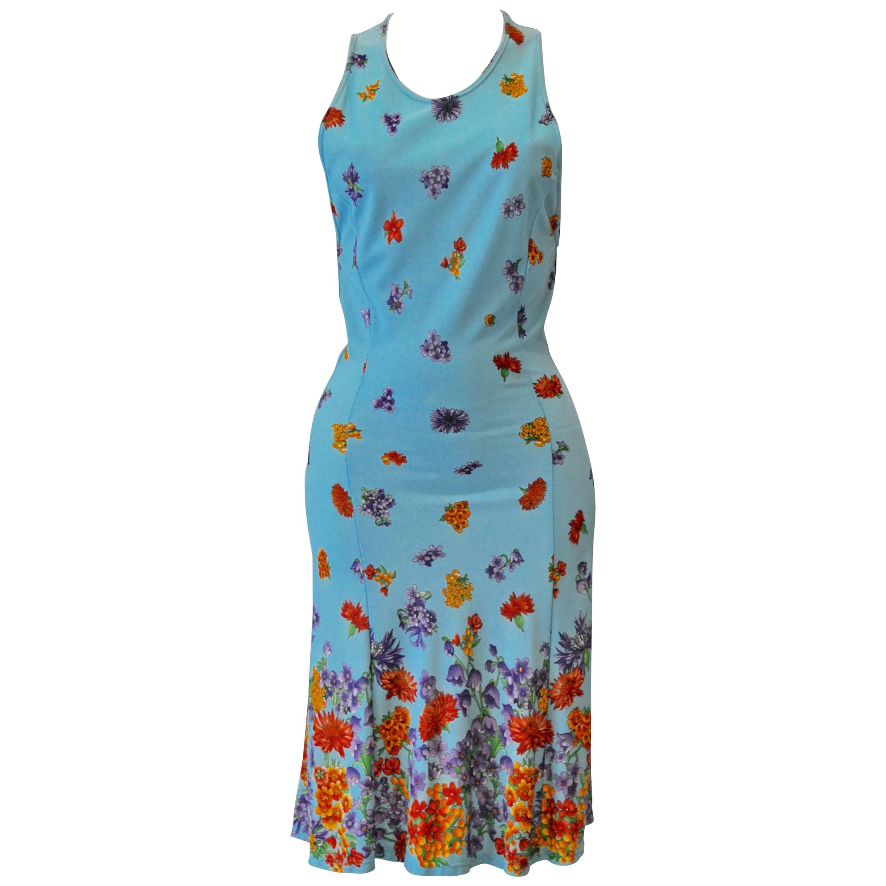Fresh Istante By Gianni Versace Bodycon Floral Sheath Dress For Sale